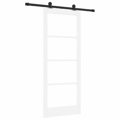 vidaXL Sliding Door ORKDAL White 83 x 202 cm Solid Pine Wood and Glass 2