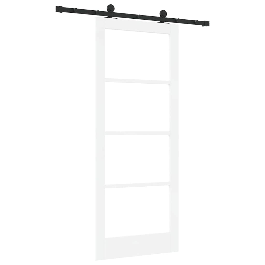 vidaXL Sliding Door ORKDAL White 83 x 202 cm Solid Pine Wood and Glass 6