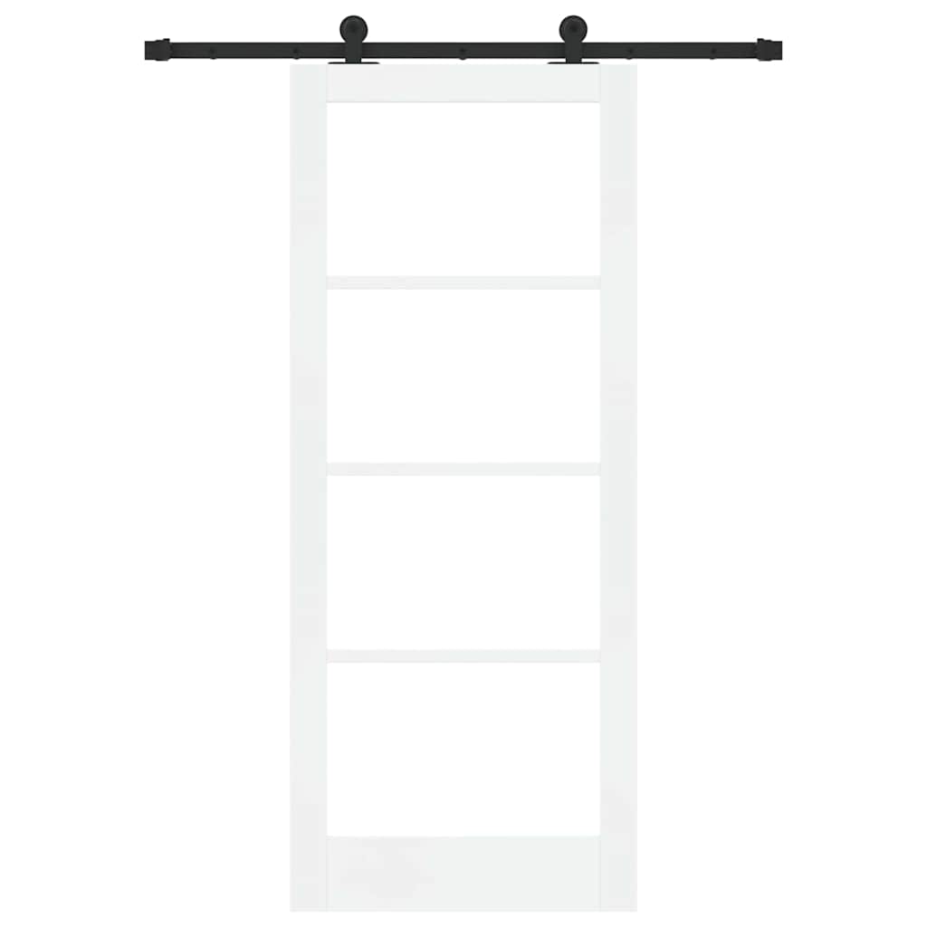 vidaXL Sliding Door ORKDAL White 83 x 202 cm Solid Pine Wood and Glass 4