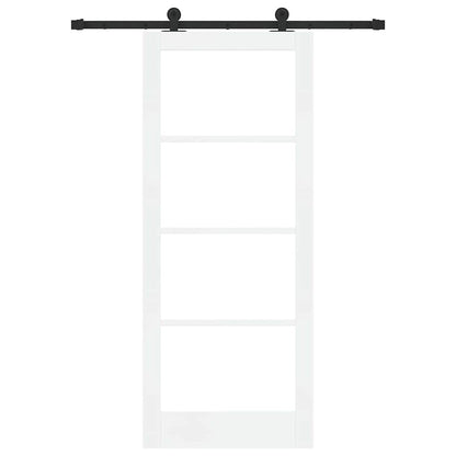 vidaXL Sliding Door ORKDAL White 83 x 202 cm Solid Pine Wood and Glass 4