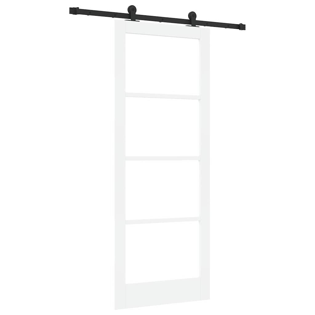 vidaXL Sliding Door ORKDAL White 83 x 211 cm Solid Pine Wood and Glass 2