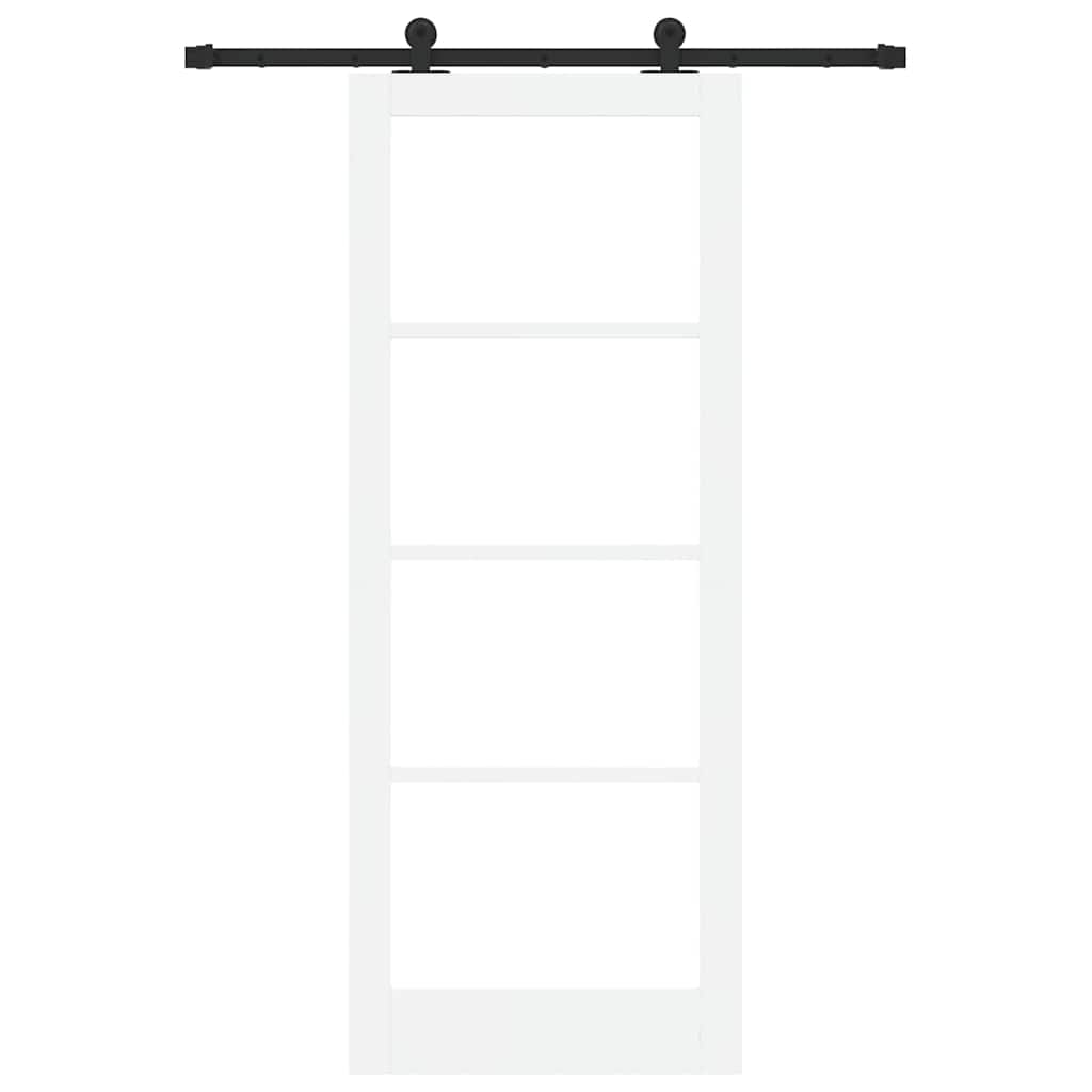 vidaXL Sliding Door ORKDAL White 83 x 211 cm Solid Pine Wood and Glass 4