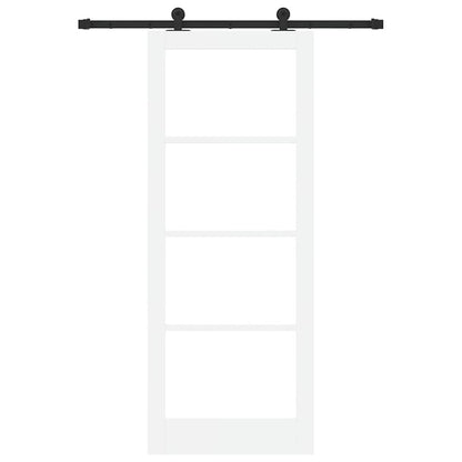 vidaXL Sliding Door ORKDAL White 83 x 211 cm Solid Pine Wood and Glass 4