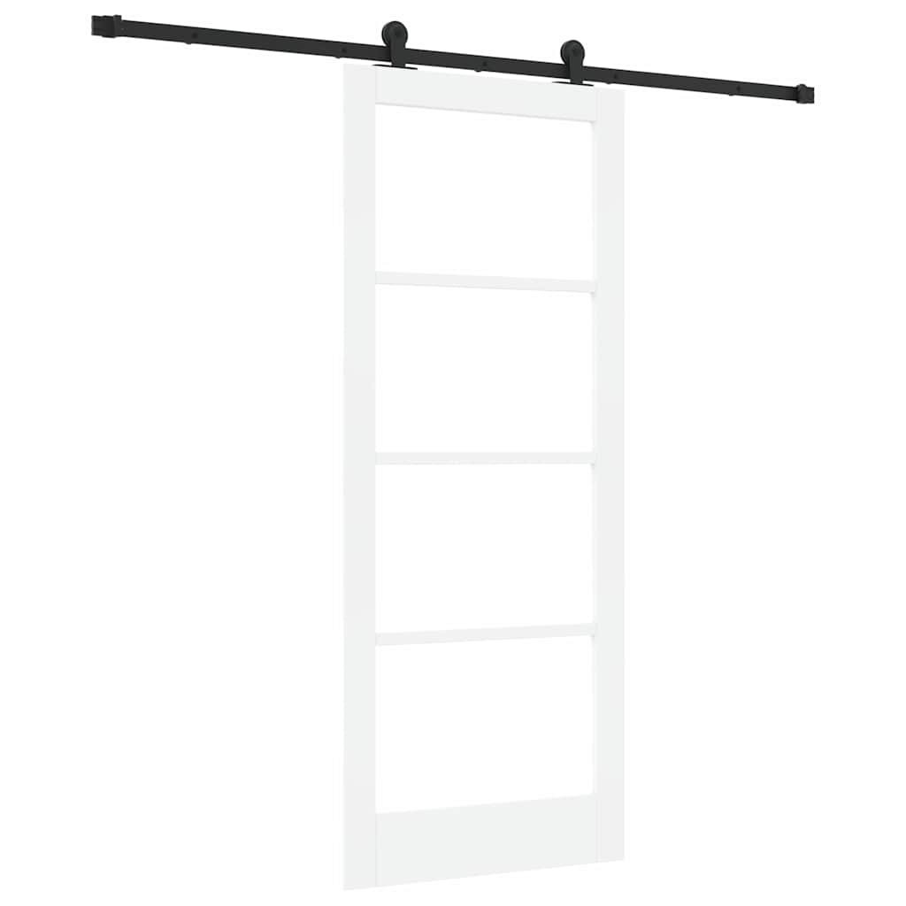 vidaXL Sliding Door ORKDAL White 83 x 202 cm Solid Pine Wood and Glass 2