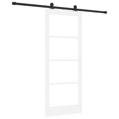 vidaXL Sliding Door ORKDAL White 83 x 202 cm Solid Pine Wood and Glass 2