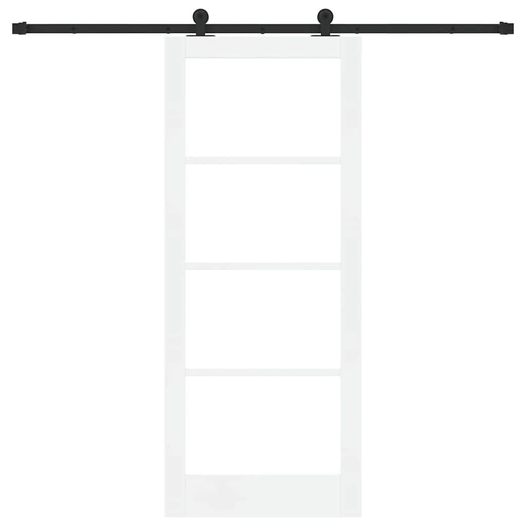 vidaXL Sliding Door ORKDAL White 83 x 202 cm Solid Pine Wood and Glass 4
