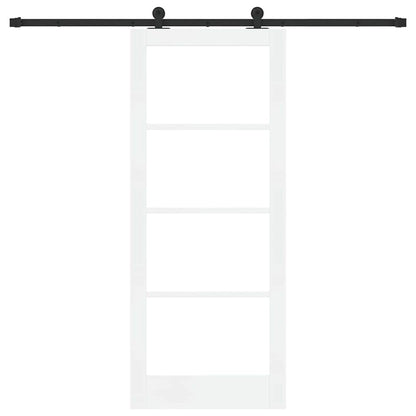 vidaXL Sliding Door ORKDAL White 83 x 202 cm Solid Pine Wood and Glass 4