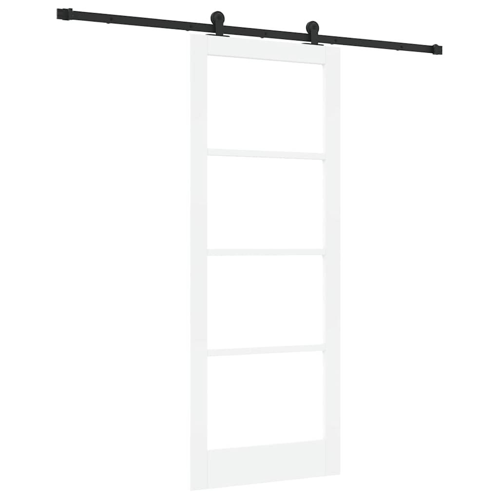 vidaXL Sliding Door ORKDAL White 83 x 211 cm Solid Pine Wood and Glass 2