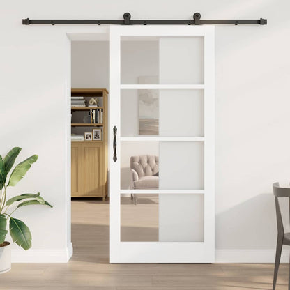 vidaXL Sliding Door ORKDAL White 93 x 211 cm Solid Pine Wood and Glass 1
