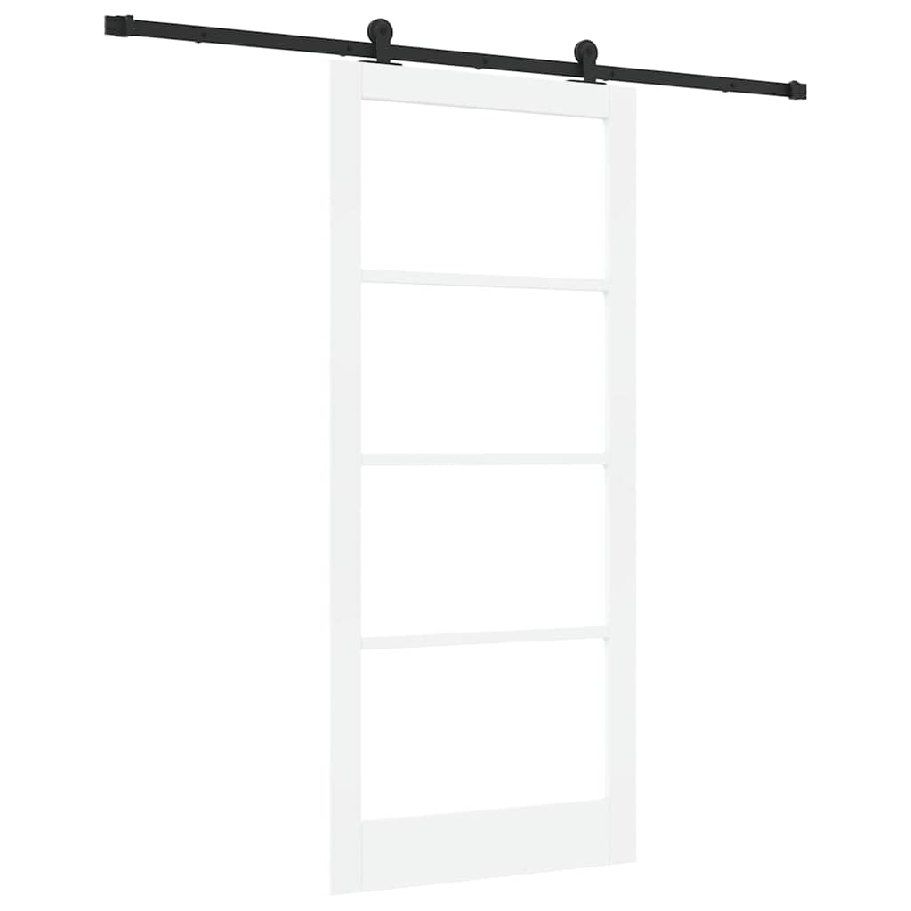 vidaXL Sliding Door ORKDAL White 93 x 211 cm Solid Pine Wood and Glass 2