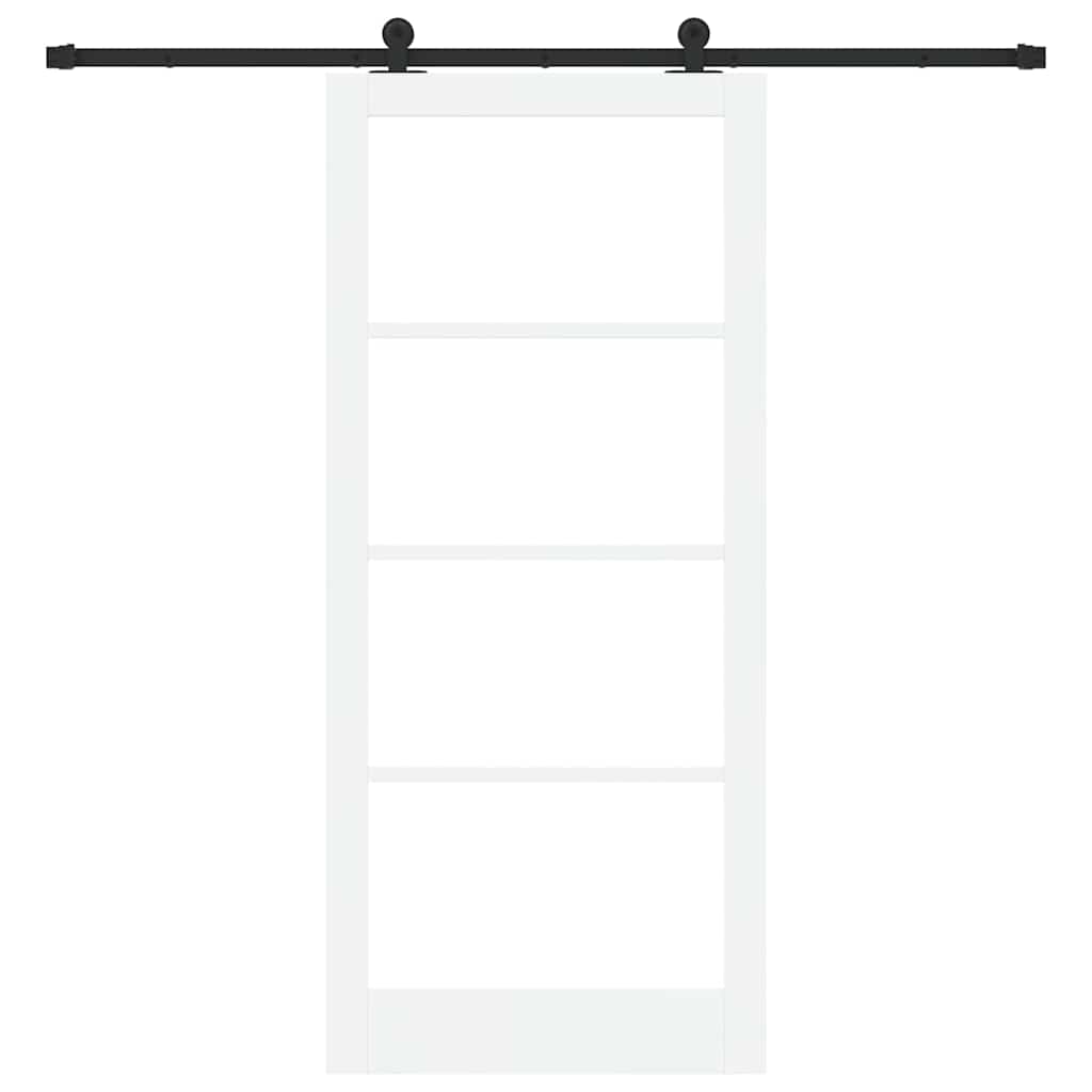vidaXL Sliding Door ORKDAL White 93 x 211 cm Solid Pine Wood and Glass 4
