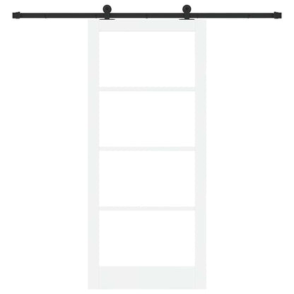 vidaXL Sliding Door ORKDAL White 93 x 211 cm Solid Pine Wood and Glass 4