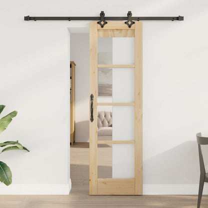 vidaXL Sliding Door ORKDAL 61 x 198.5 cm Solid Pine Wood and Glass 1