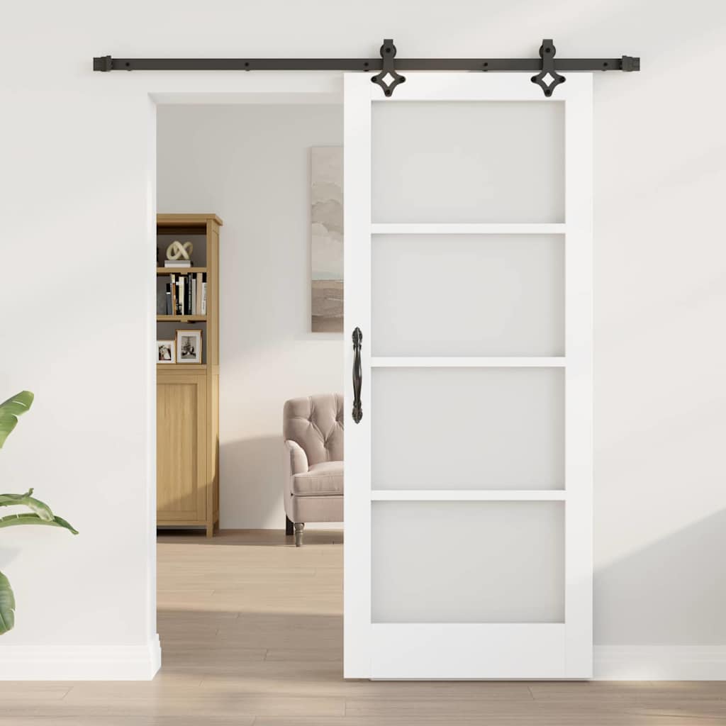 vidaXL Sliding Door ORKDAL 83 x 202 cm Solid Pine Wood and Glass 3