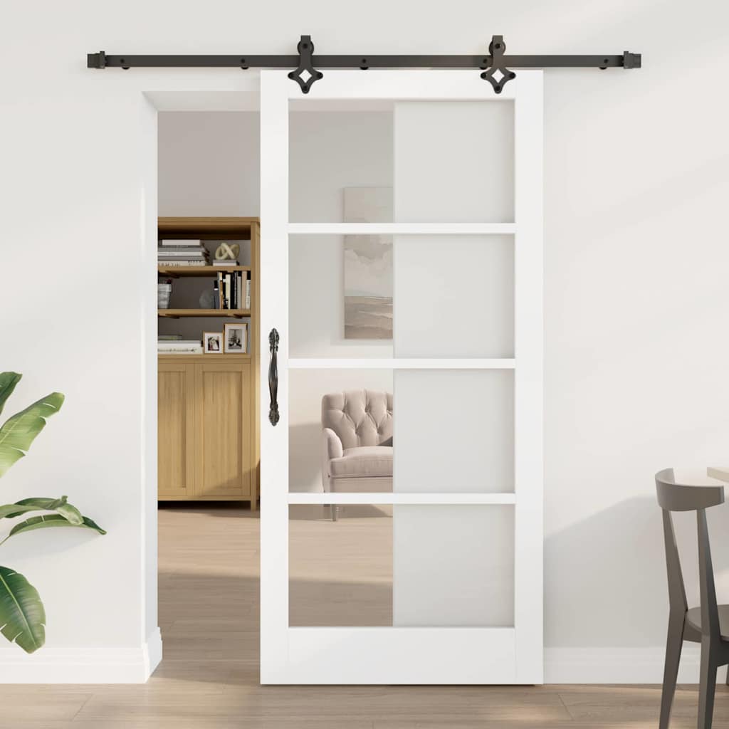 vidaXL Sliding Door ORKDAL 93 x 202 cm Solid Pine Wood and Glass 1