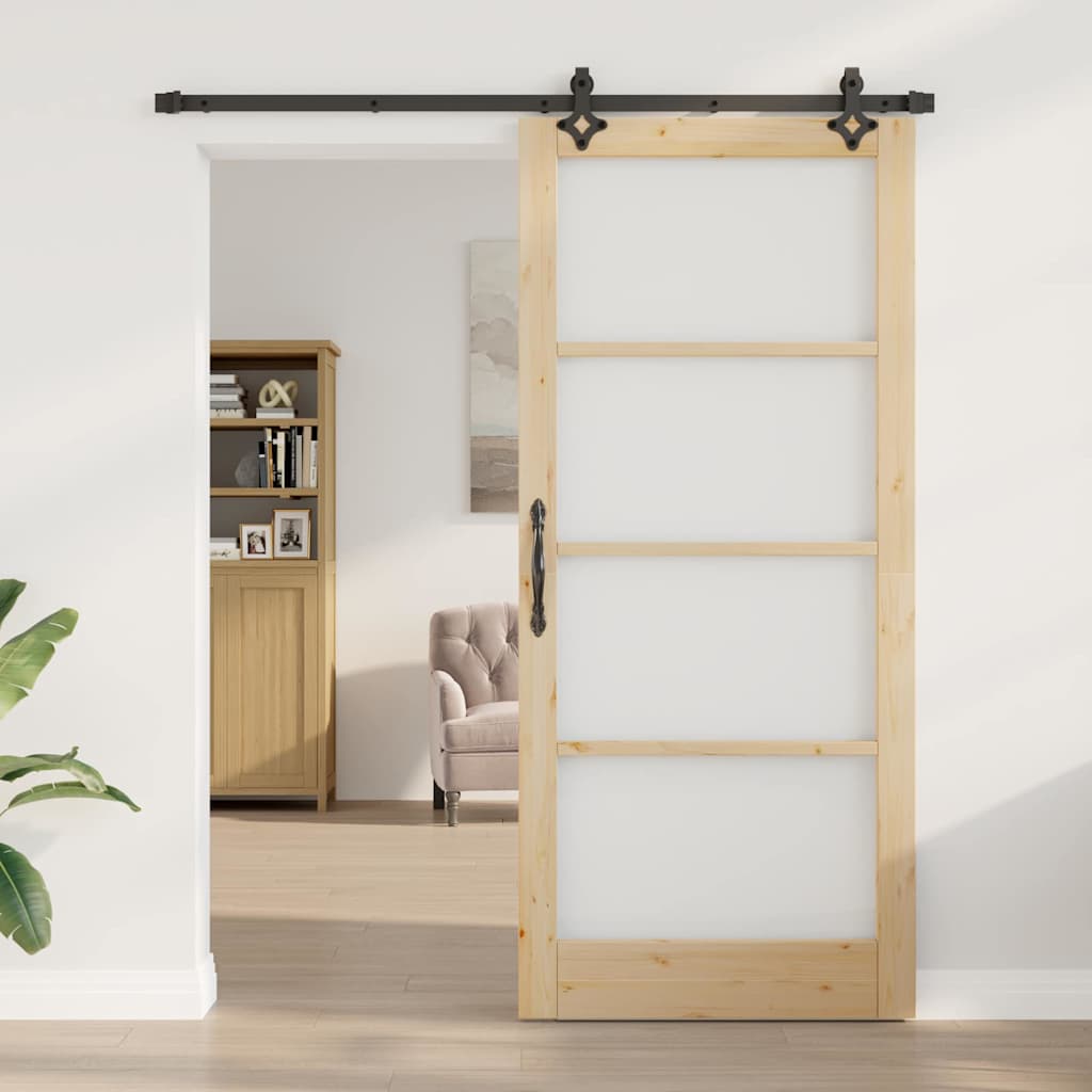 vidaXL Sliding Door ORKDAL 93 x 211 cm Solid Pine Wood and Glass 3
