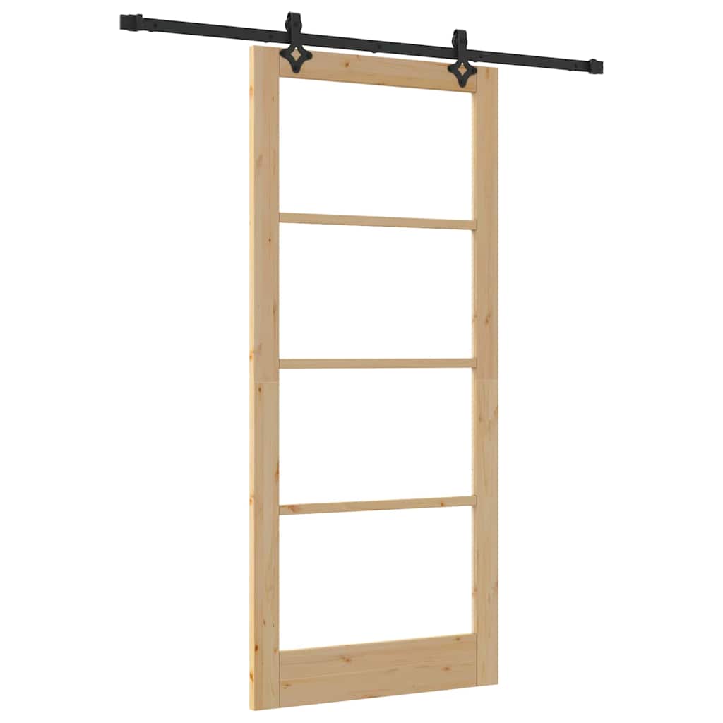vidaXL Sliding Door ORKDAL 93 x 211 cm Solid Pine Wood and Glass 2