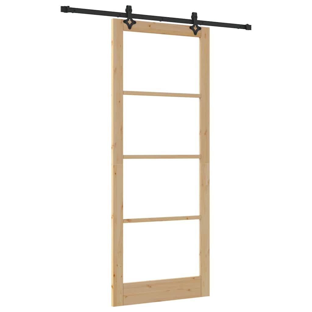 vidaXL Sliding Door ORKDAL 93 x 232 cm Solid Pine Wood and Glass 2