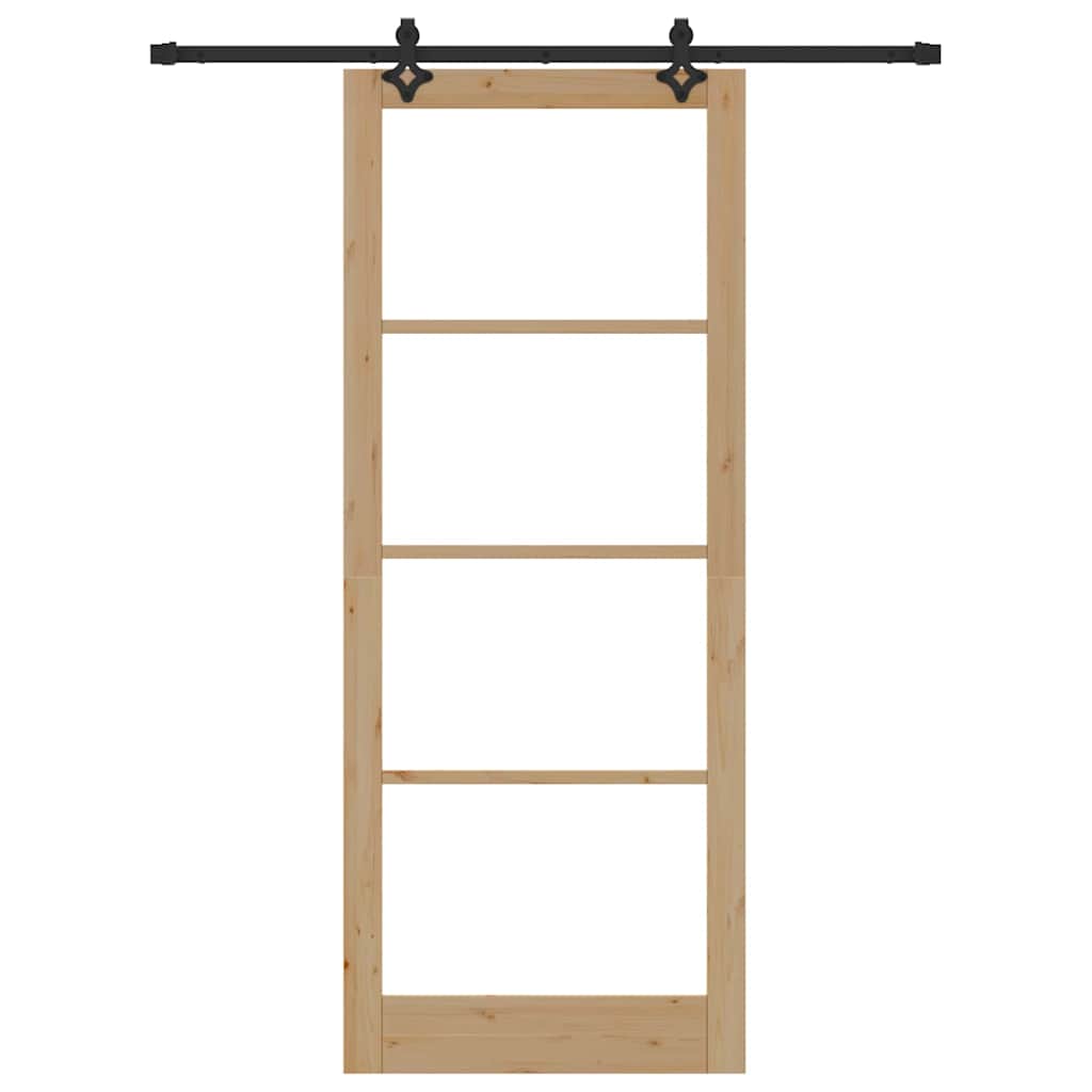 vidaXL Sliding Door ORKDAL 93 x 232 cm Solid Pine Wood and Glass 4