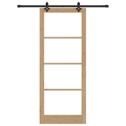 vidaXL Sliding Door ORKDAL 93 x 232 cm Solid Pine Wood and Glass 4