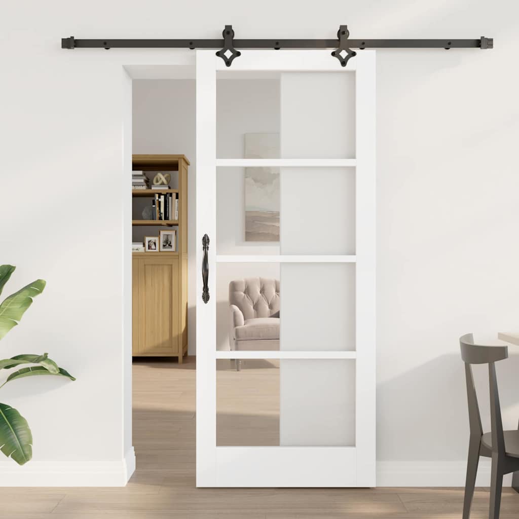 vidaXL Sliding Door ORKDAL 83 x 202 cm Solid Pine Wood and Glass 1
