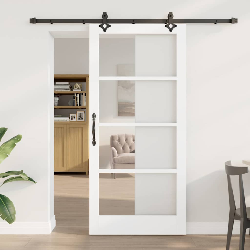 vidaXL Sliding Door ORKDAL 93 x 202 cm Solid Pine Wood and Glass 1