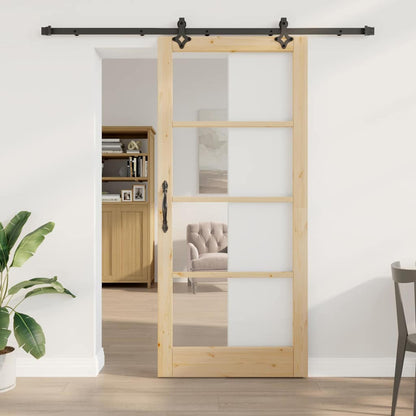 vidaXL Sliding Door ORKDAL 93 x 211 cm Solid Pine Wood and Glass 1