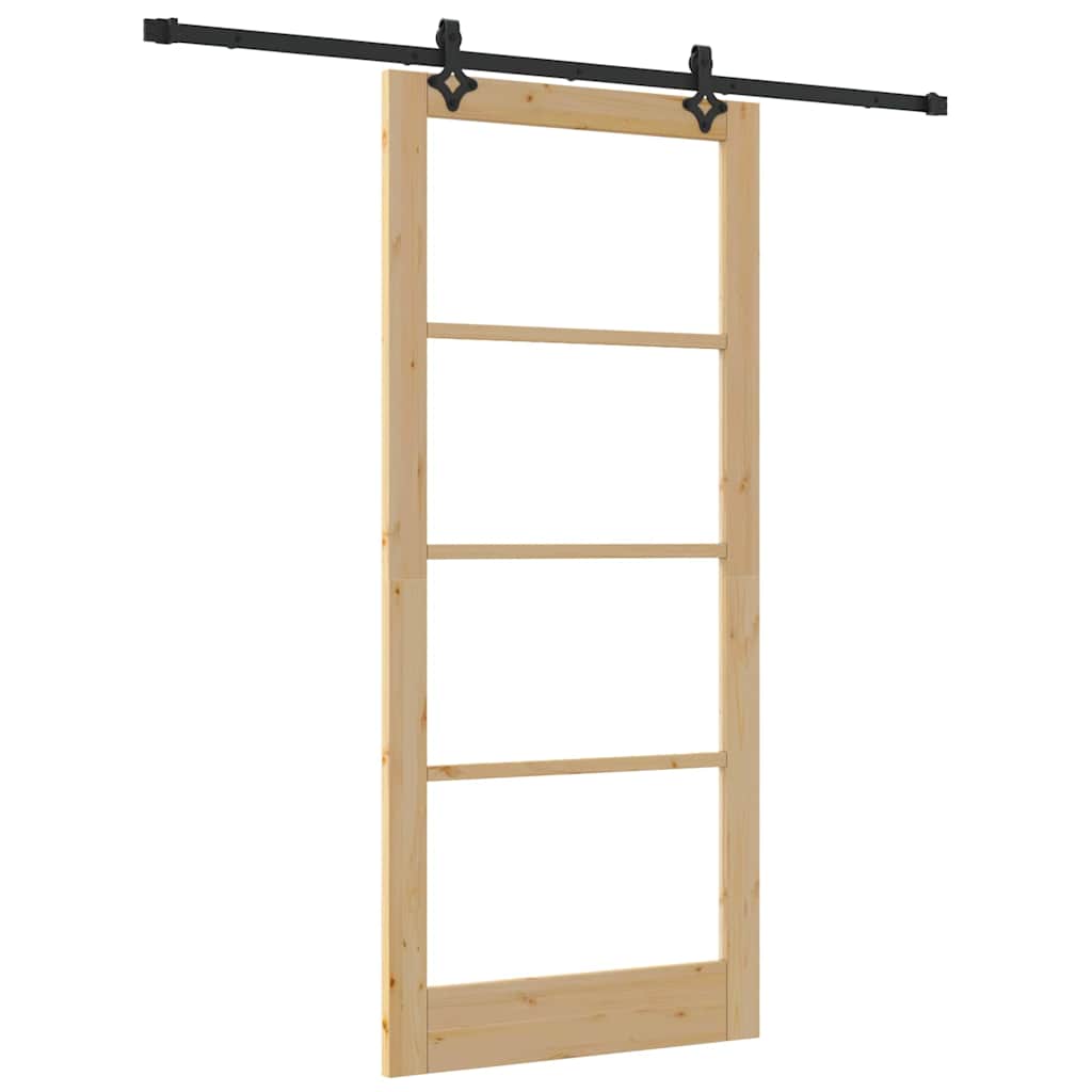 vidaXL Sliding Door ORKDAL 93 x 211 cm Solid Pine Wood and Glass 2
