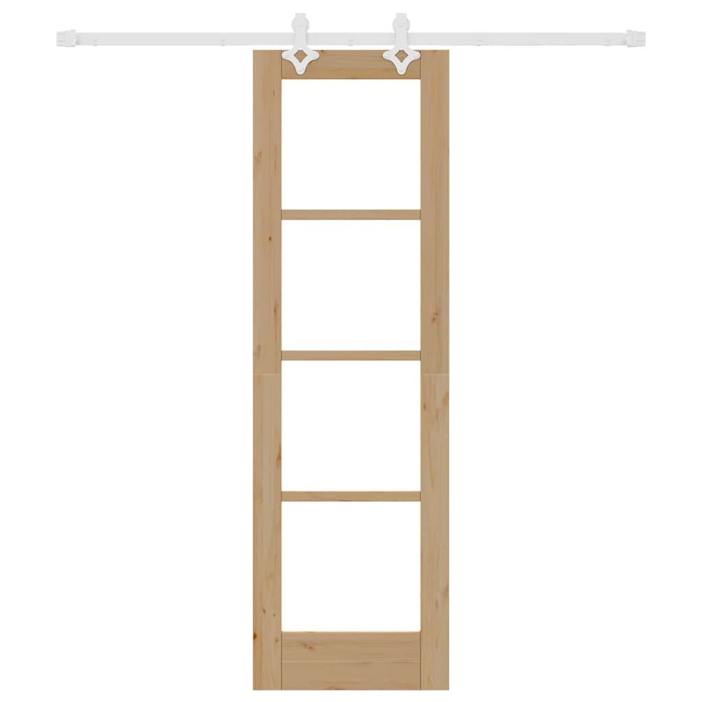 vidaXL Sliding Door 61 x 198.5 cm Solid Pine Wood and Glass Natural 4