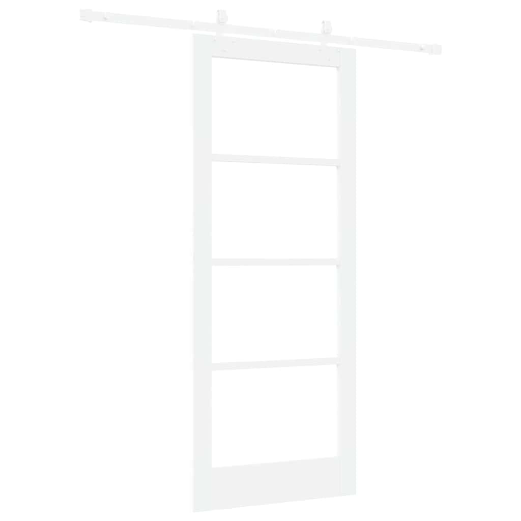 vidaXL Sliding Door 83 x 202 cm Solid Pine Wood and Glass White 6