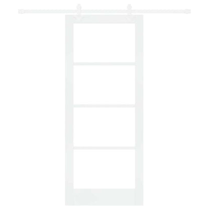 vidaXL Sliding Door 83 x 202 cm Solid Pine Wood and Glass White 4
