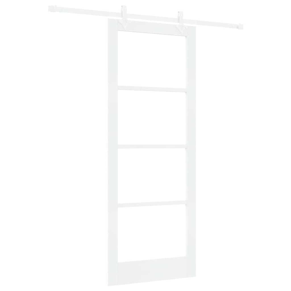vidaXL Sliding Door 83 x 211 cm Solid Pine Wood and Glass White 2