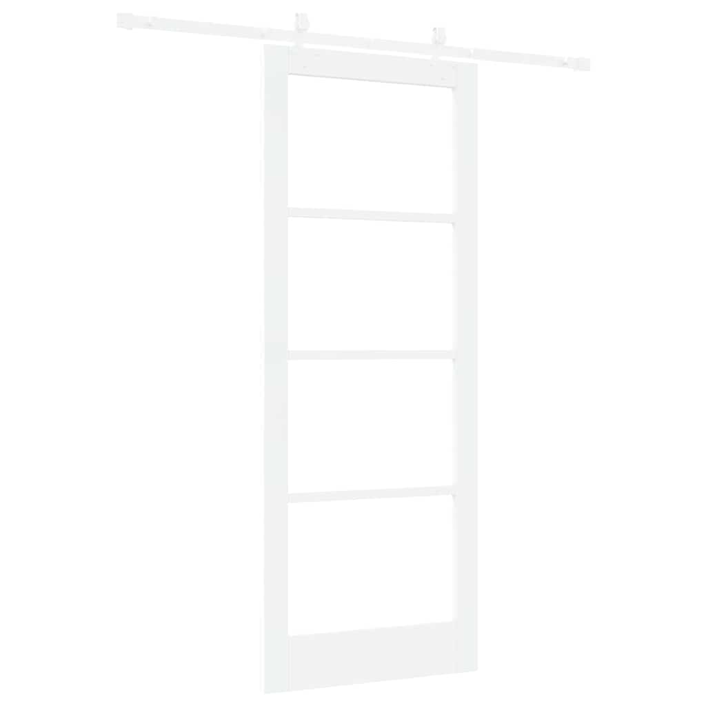 vidaXL Sliding Door 83 x 211 cm Solid Pine Wood and Glass White 6