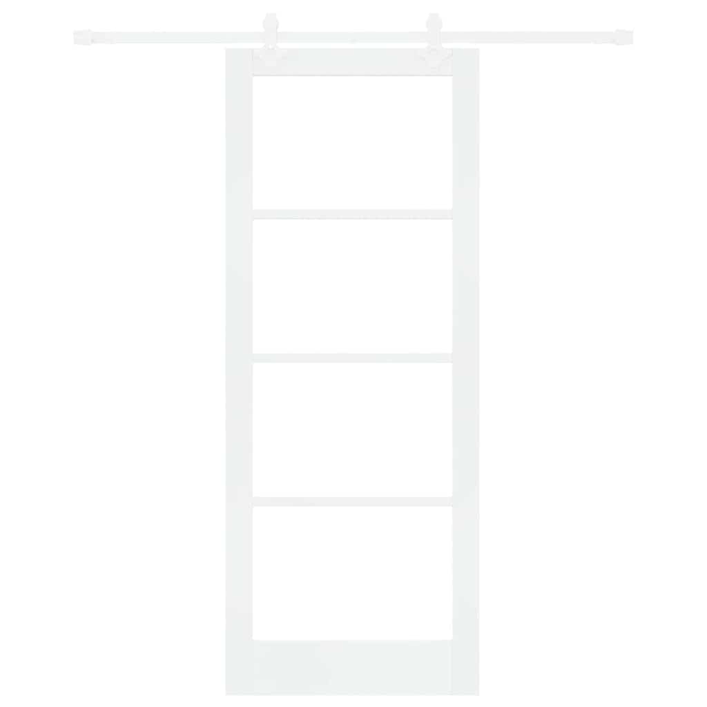 vidaXL Sliding Door 83 x 211 cm Solid Pine Wood and Glass White 4