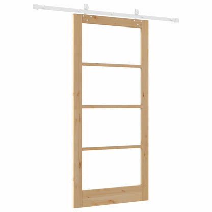 vidaXL Sliding Door 93 x 202 cm Solid Pine Wood and Glass Natural 6