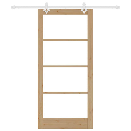 vidaXL Sliding Door 93 x 202 cm Solid Pine Wood and Glass Natural 4