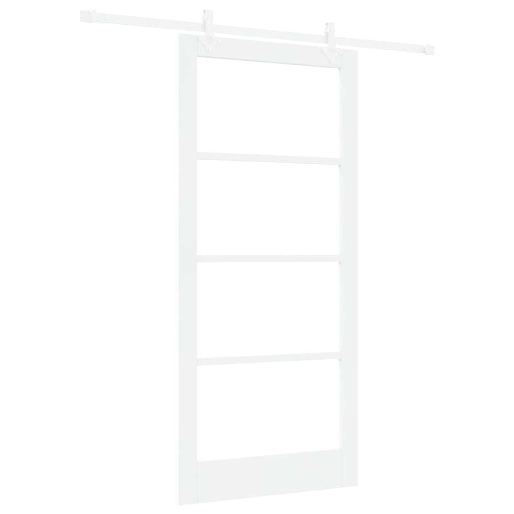 vidaXL Sliding Door 93 x 202 cm Solid Pine Wood and Glass White 2