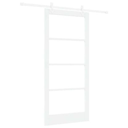vidaXL Sliding Door 93 x 202 cm Solid Pine Wood and Glass White 2