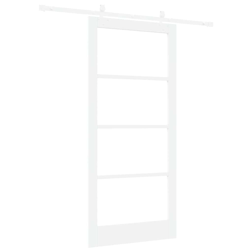 vidaXL Sliding Door 93 x 202 cm Solid Pine Wood and Glass White 6