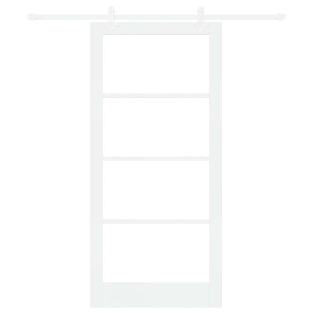 vidaXL Sliding Door 93 x 202 cm Solid Pine Wood and Glass White 4