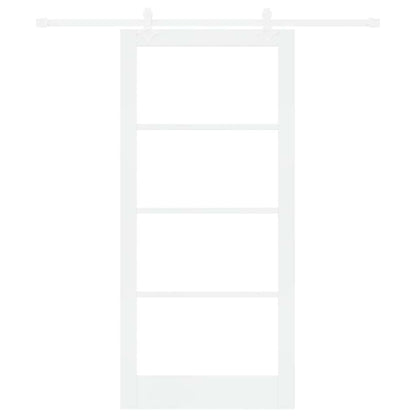 vidaXL Sliding Door 93 x 202 cm Solid Pine Wood and Glass White 4
