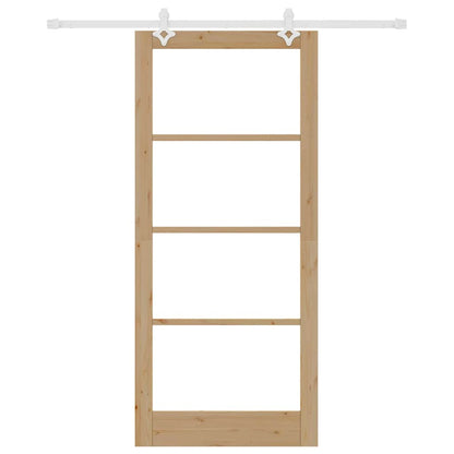 vidaXL Sliding Door 93 x 211 cm Solid Pine Wood and Glass Natural 4