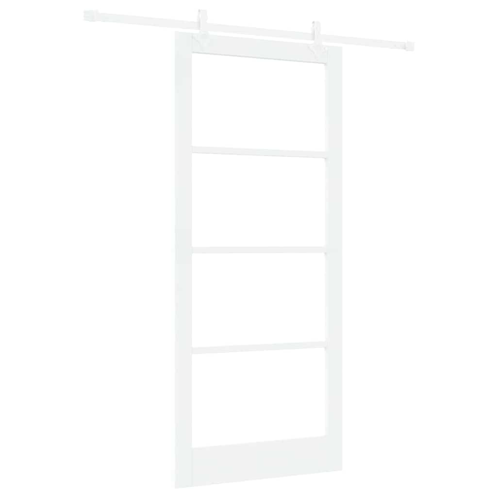 Sliding Door Solid Pine Wood and Glass 183 cm White 93 cm 211 cm