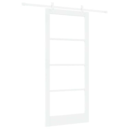 Sliding Door Solid Pine Wood and Glass 183 cm White 93 cm 211 cm