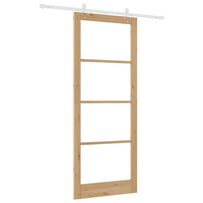 vidaXL Sliding Door 93 x 232 cm Solid Pine Wood and Glass Natural 6