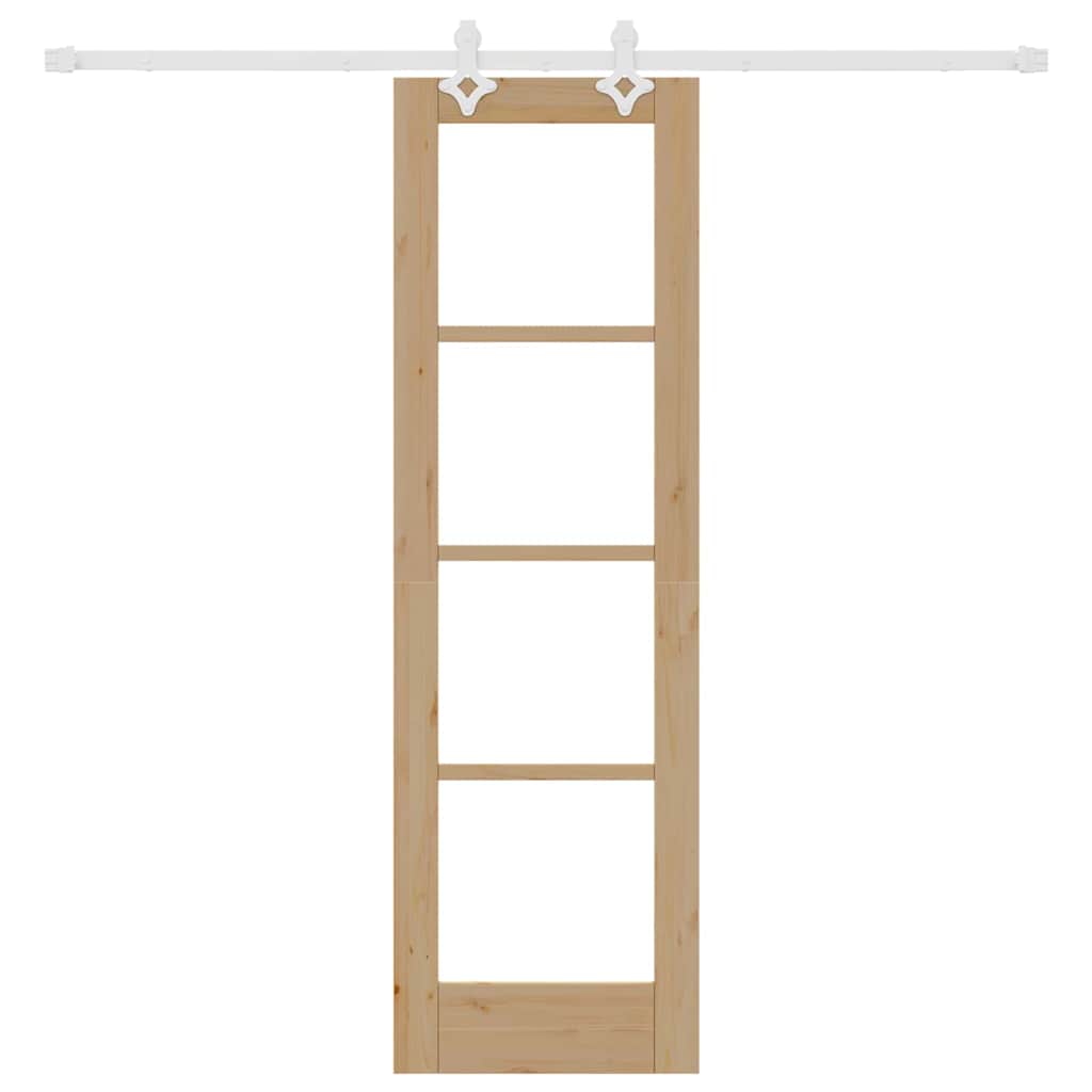 vidaXL Sliding Door 61 x 198.5 cm Solid Pine Wood and Glass Natural 4
