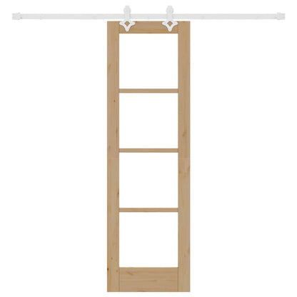 vidaXL Sliding Door 61 x 198.5 cm Solid Pine Wood and Glass Natural 4