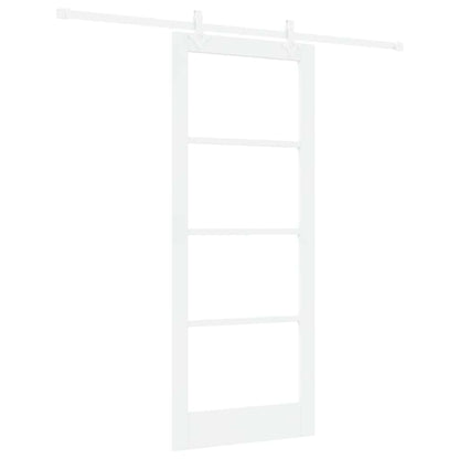 vidaXL Sliding Door 83 x 202 cm Solid Pine Wood and Glass White 2