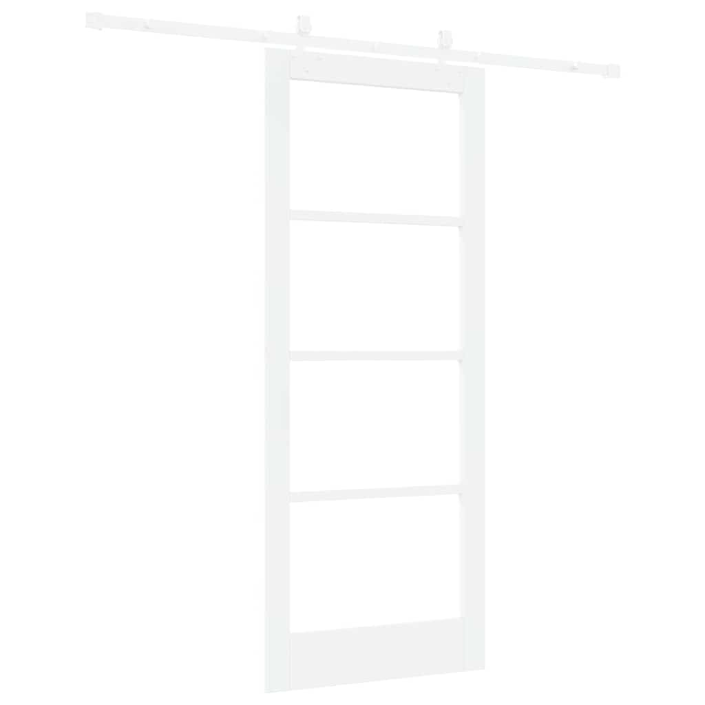 vidaXL Sliding Door 83 x 202 cm Solid Pine Wood and Glass White 6
