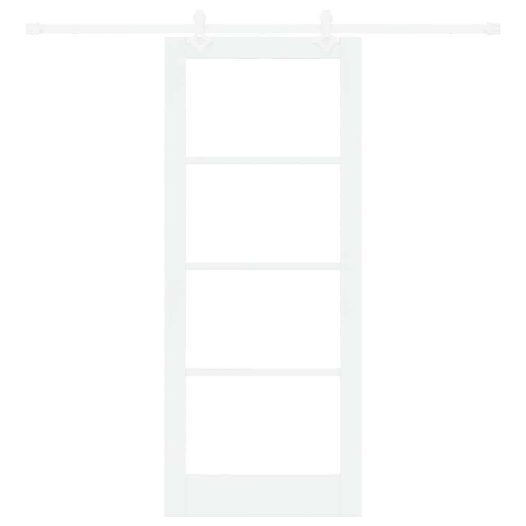 vidaXL Sliding Door 83 x 202 cm Solid Pine Wood and Glass White 4